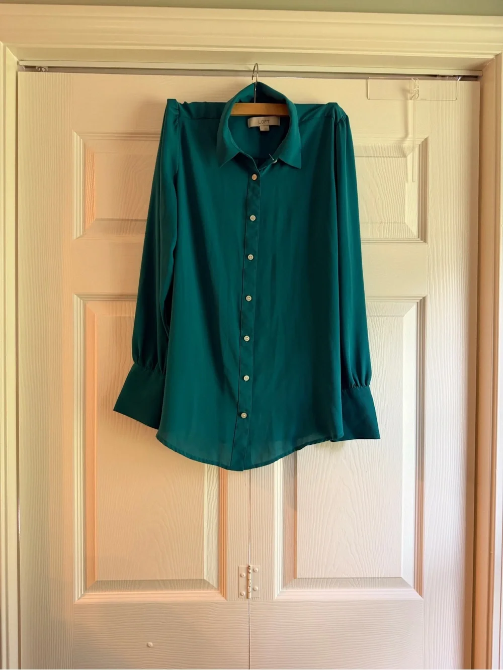 LOFT Teal Green Button-Front Blouse